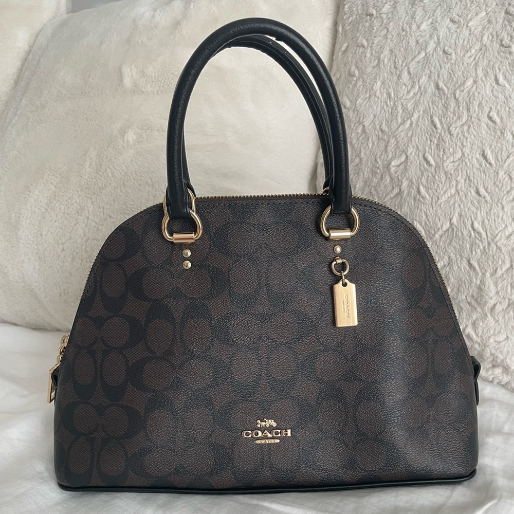 Coach Katy Satchel in Signature Canvas | Brown/Black | Gold Hardware | Crossbody